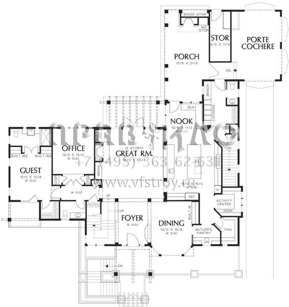Проект трехэтажного дома с гаражом на две машины в американском стиле S5-397 (2559-00604)