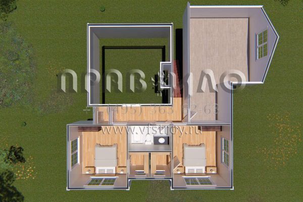 Проект двухэтажного дома с гаражом на три и более машин в стиле Ранчо S5-209 (4848-00183)