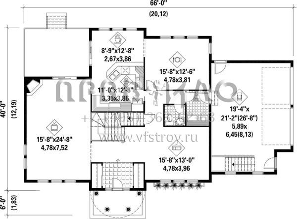 Проект двухэтажного дома с гаражом на две машины в английском стиле S5-250 (6146-00155)