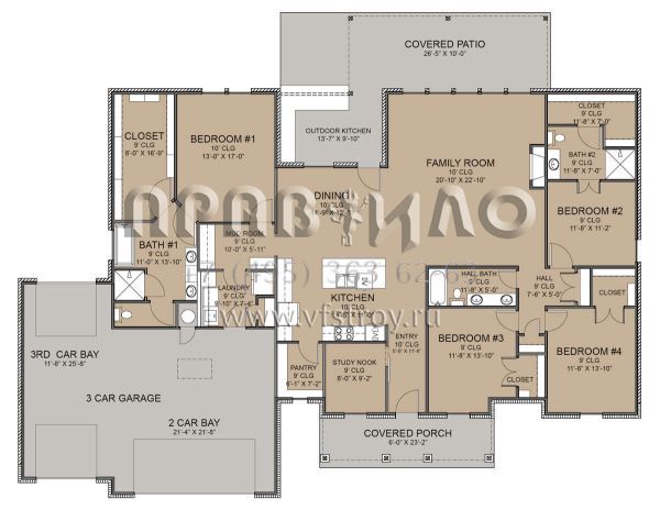 Проект одноэтажного дома с гаражом на три и более машин в современном стиле S5-240 (677-00026)