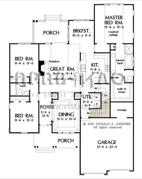 Проект одноэтажного дома с гаражом на две машины в американском стиле S5-173 (2865-00153)