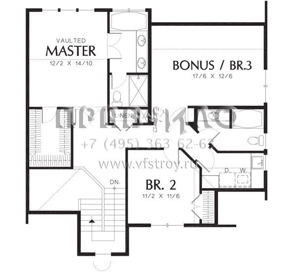 Проект двухэтажного дома с гаражом на три и более машин в стиле Ранчо S5-164 (2559-00286)