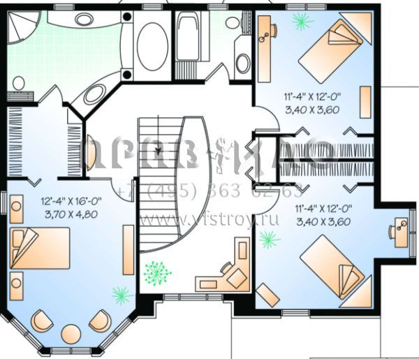 Проект двухэтажного дома с гаражом на две машины в английском стиле S5-197 (034-00034)