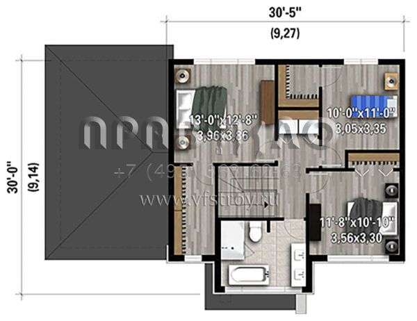 Проект двухэтажного дома с гаражом на одну машину в современном стиле S5-155 (6146-00391)
