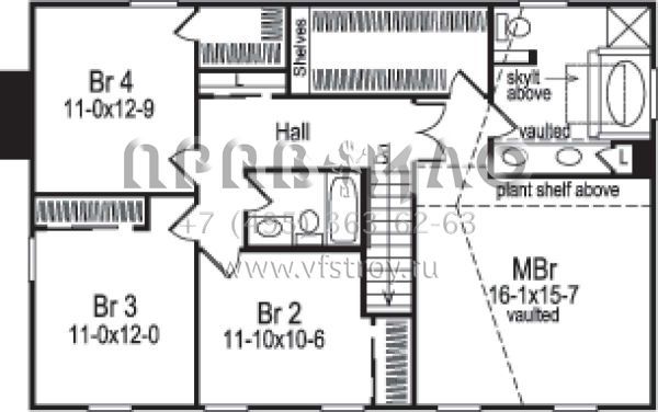 Проект двухэтажного дома с гаражом на две машины в стиле Ранчо S5-253 (5633-00094)