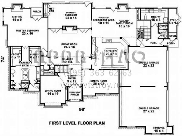 Проект двухэтажного дома с гаражом на три и более машин в современном стиле S5-715 (053-02235)