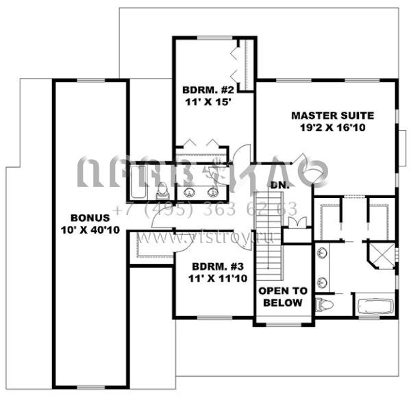 Проект двухэтажного дома с гаражом на три и более машин в стиле Ранчо S5-432 (039-00688)
