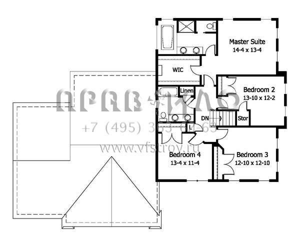 Проект двухэтажного дома с гаражом на три и более машин в стиле Ранчо S5-245 (098-00040)