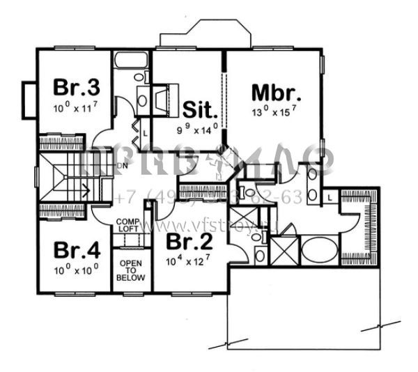 Проект двухэтажного дома с гаражом на две машины в стиле Ранчо S5-237 (402-00861)