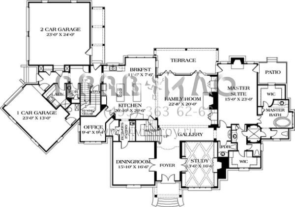 Проект двухэтажного дома с гаражом на три и более машин в английском стиле S5-482 (3323-00500)