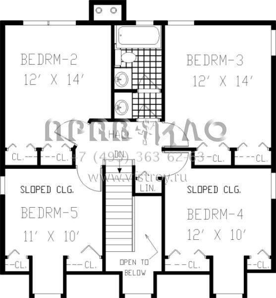 Проект двухэтажного дома с гаражом на две машины в стиле Ранчо S5-236 (033-00017)