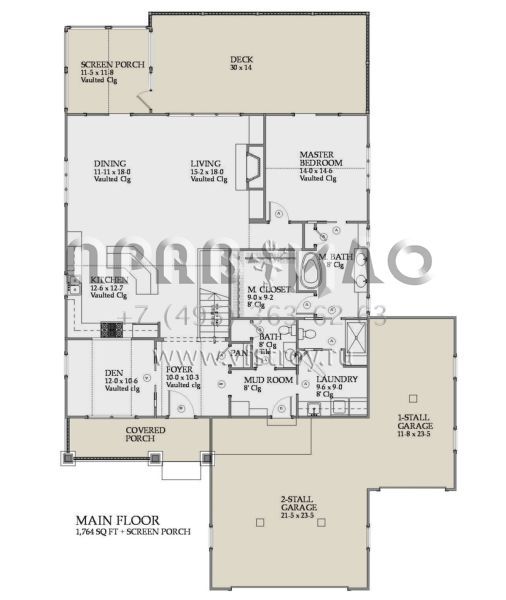 Проект одноэтажного дома с гаражом на три и более машин в стиле Ранчо S5-292 (1637-00153)