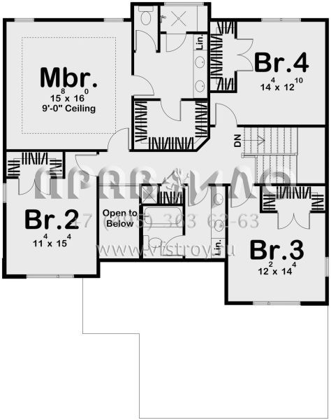 Проект двухэтажного дома с гаражом на две машины в стиле Райт S5-227 (963-00345)