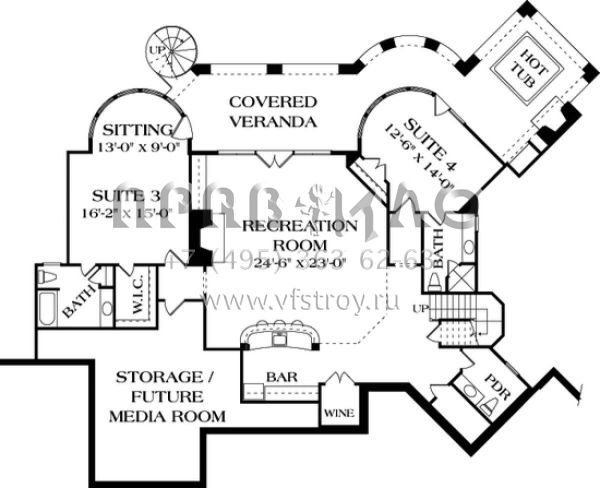 Проект двухэтажного дома с гаражом на три и более машин в стиле Ранчо S5-524 (3323-00522)