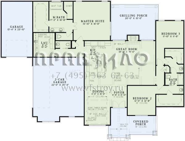 Проект одноэтажного дома с гаражом на три и более машин в стиле Ранчо S5-209 (110-01015)
