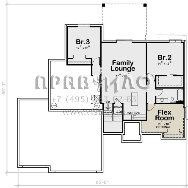 Проект одноэтажного дома с гаражом на три и более машин в стиле Ранчо S5-264 (402-01789)