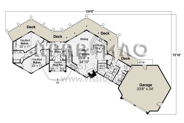 Проект двухэтажного дома с гаражом на две машины в стиле Ранчо S5-366 (035-00907)