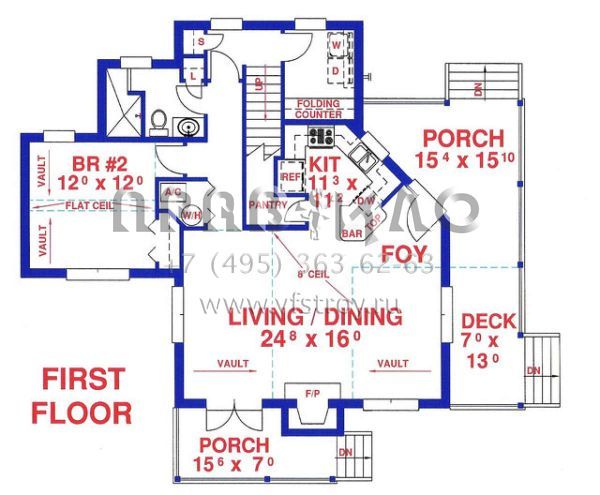 Проект двухэтажного дома без гаража в стиле Шале S5-160 (4766-00107)