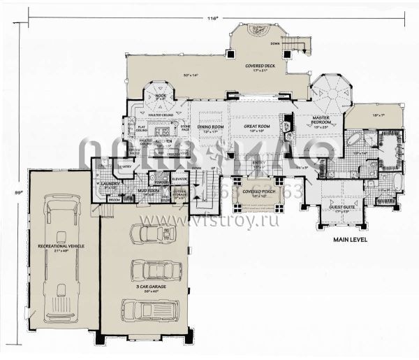 Проект двухэтажного дома с гаражом на три и более машин в американском стиле S5-616 (1907-00053)