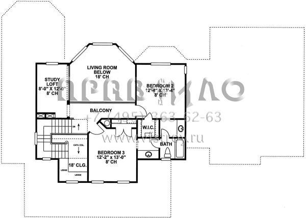 Проект двухэтажного дома с гаражом на три и более машин в стиле Ранчо S5-219 (402-00993)