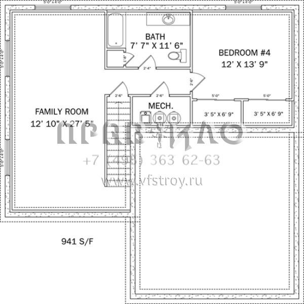 Проект двухэтажного дома с гаражом на две машины в стиле Ранчо S5-183 (2802-00017)