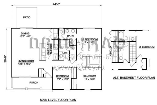Проект одноэтажного дома без гаража в стиле Ранчо S5-111 (340-00011)