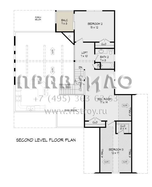 Проект двухэтажного дома с гаражом на две машины в стиле Ранчо S5-216 (940-00382)