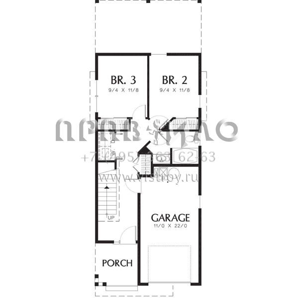 Проект двухэтажного дома с гаражом на одну машину в американском стиле S5-133 (2559-00264)
