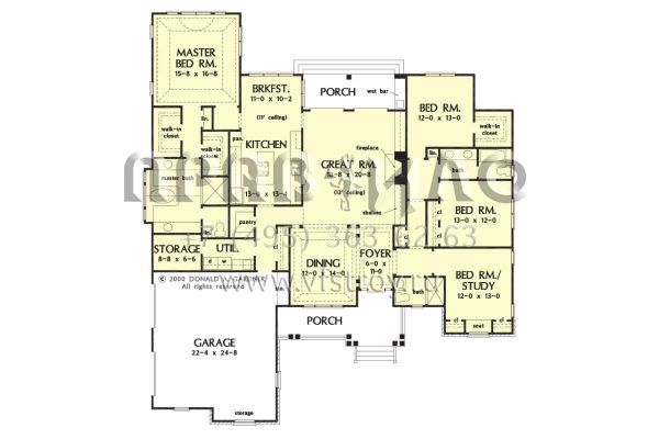 Проект одноэтажного дома с гаражом на две машины в стиле Ранчо S5-253 (2865-00379)