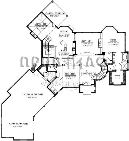 Проект двухэтажного дома с гаражом на три и более машин в английском стиле S5-407 (1020-00083)