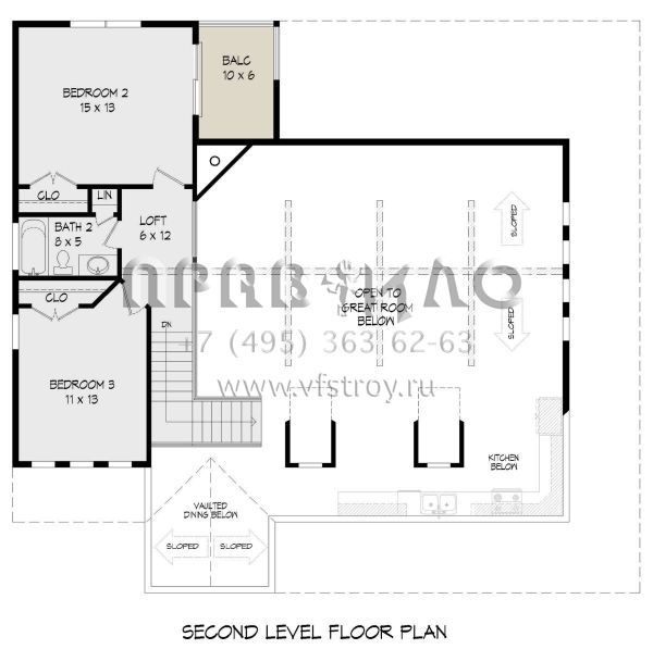 Проект двухэтажного дома без гаража в стиле Ранчо S5-220 (940-00431)