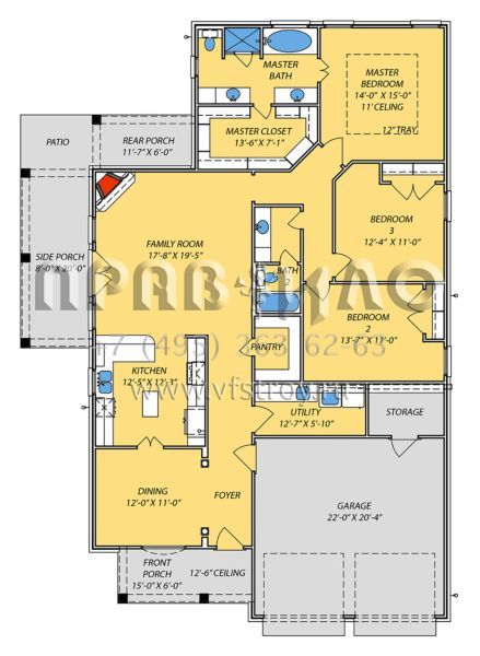 Проект одноэтажного дома с гаражом на две машины в английском стиле S5-172 (9279-00006)