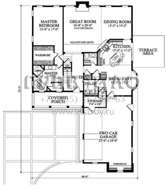 Проект двухэтажного дома с гаражом на две машины в американском стиле S5-230 (7922-00104)