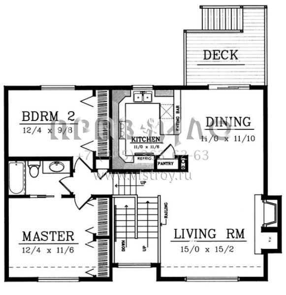 Проект двухэтажного дома с гаражом на две машины в стиле Ранчо S5-91 (692-00106)