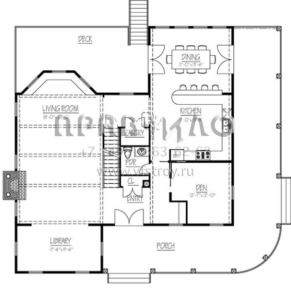 Проект двухэтажного дома без гаража в стиле Ранчо S5-447 (1754-00025)