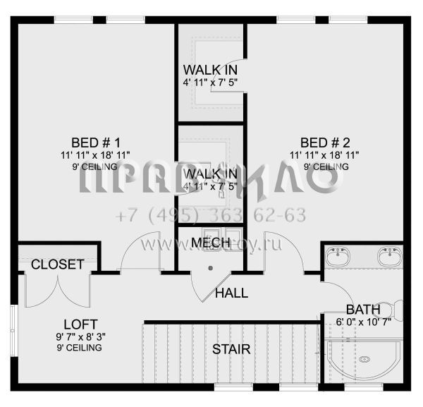 Проект двухэтажного дома с гаражом на две машины в американском стиле S5-289 (2802-00138)