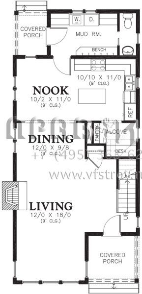 Проект двухэтажного дома без гаража в стиле Ранчо S5-157 (2559-00212)
