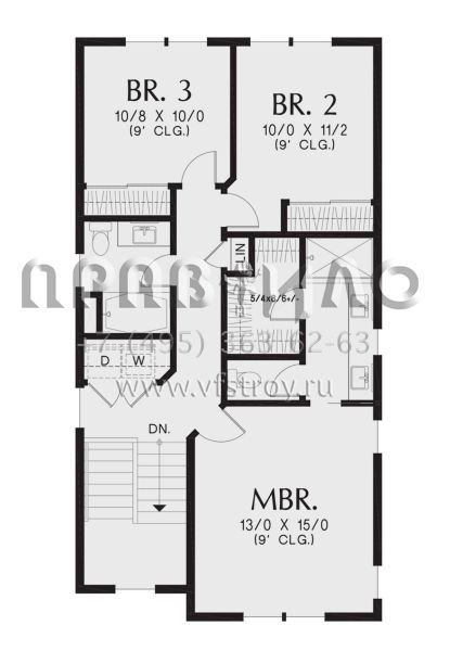 Проект трехэтажного дома с гаражом на одну машину в стиле Ранчо S5-204 (2559-01017)
