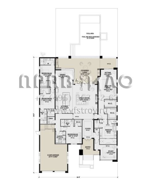 Проект одноэтажного дома с гаражом на три и более машин в современном стиле S5-358 (5565-00172)