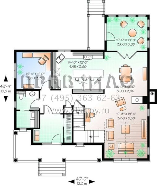 Проект двухэтажного дома без гаража в английском стиле S5-200 (034-00448)