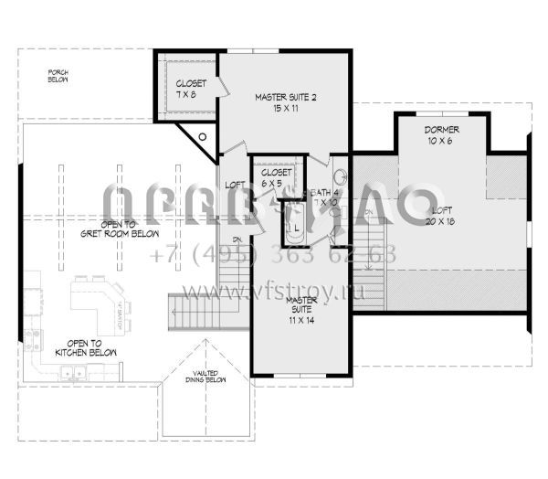 Проект двухэтажного дома с гаражом на одну машину в стиле Ранчо S5-227 (940-00200)