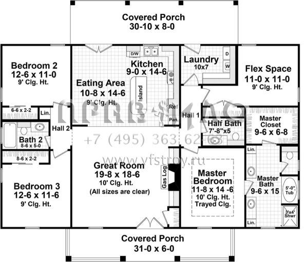 Проект одноэтажного дома без гаража в стиле Ранчо S5-174 (348-00278)