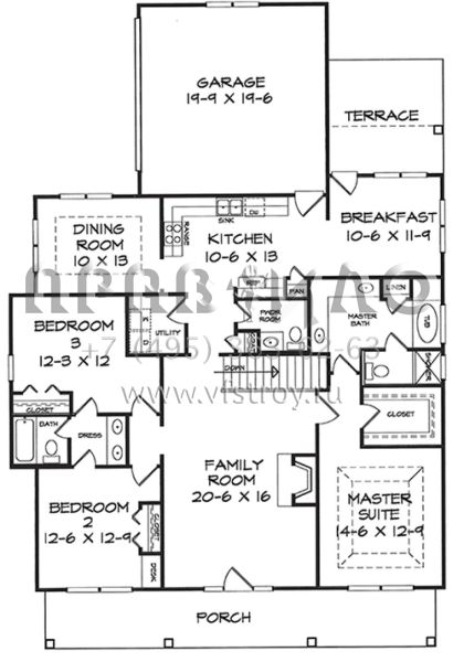 Проект одноэтажного дома с гаражом на две машины в стиле Ранчо S5-171 (6082-00069)