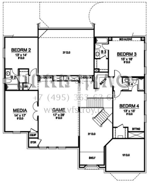Проект двухэтажного дома с гаражом на три и более машин в английском стиле S5-448 (5445-00262)