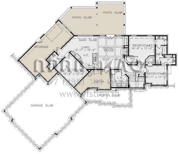 Проект одноэтажного дома с гаражом на три и более машин в американском стиле S5-376 (699-00300)