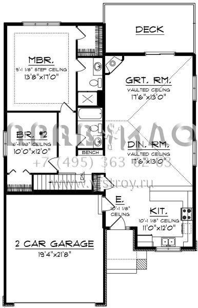 Проект одноэтажного дома с гаражом на две машины в стиле Райт S5-126 (1020-00114)
