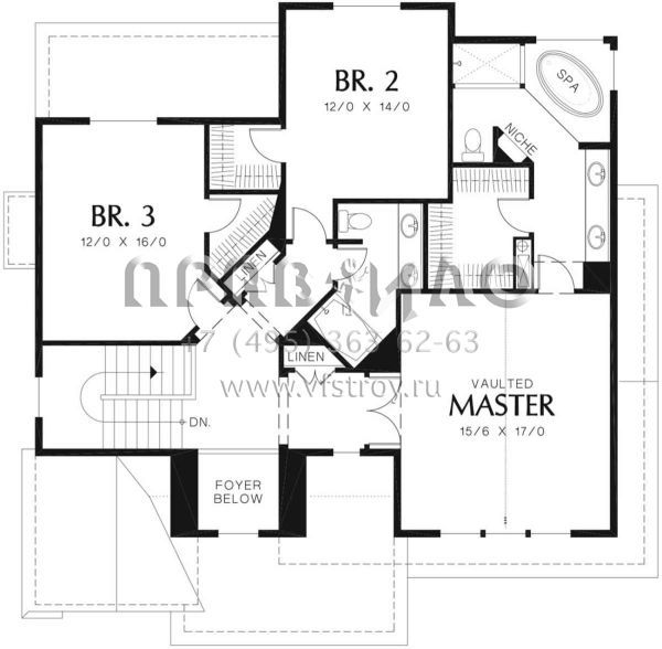 Проект двухэтажного дома с гаражом на две машины в стиле Ранчо S5-230 (2559-00381)