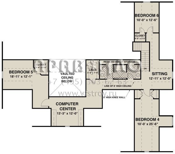 Проект одноэтажного дома с гаражом на три и более машин в стиле Ранчо S5-218 (036-00269)