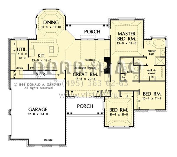 Проект одноэтажного дома с гаражом на две машины в английском стиле S5-165 (2865-00253)
