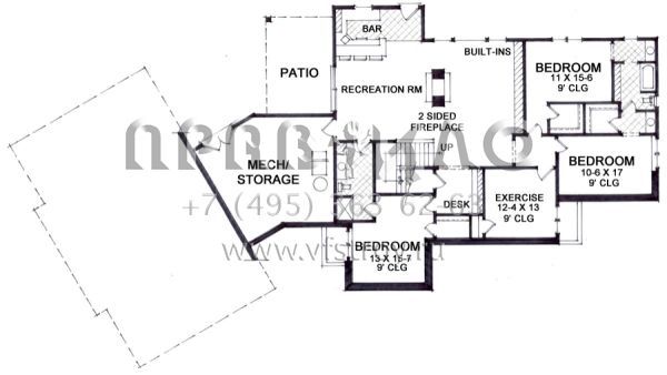 Проект одноэтажного дома с гаражом на три и более машин в американском стиле S5-293 (098-00280)